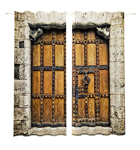 Lemare Deko-Vorhänge Digitaldruck | Alte Tür | Dicker Vorhang Blickdicht | 2 STK. 145x260 cm von Lemare