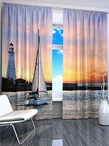 Lemare Deko-Vorhänge Digitaldruck | Boot | Meer | Dicker Vorhang Blickdicht | 2 STK. 145x260 cm Lemare Deko-Vorhänge Digitaldruck | Boot | Meer | Dicker Vorhang Blickdicht | 2 STK. 145x260 cm von Lemare