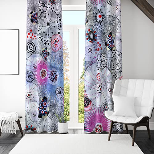 Lemare 2-Set Deko-Vorhänge Digitaldruck | Dicker Vorhang Blickdicht mit Ösen | Verdunklungsvorhang | Fenstervorhang für Wohnzimmer Schlafzimmer Blumen Blüte Wiese Wald Städte 2 STK. 145x260 cm von Lemare