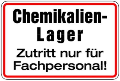 Aufkleber Chemikalien-Lager Zutritt nur für Fachpersonal! 200x300mm von LEMAX