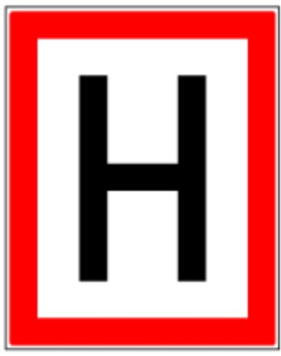 LEMAX® Aufkleber Feuerwehrschild, Hinweisschild auf einen Hydranten - DIN 4066 Folie selbstklebend weiß/schwarz/Randfarbe: rot 200x250mm von LEMAX