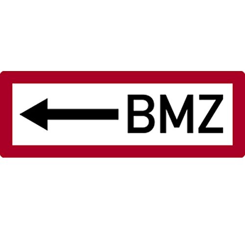 LEMAX® Feuerwehrschild, BMZ (Brandmeldezentrale) mit Pfeil nach links - DIN 4066 Alu geprägt 297x105mm von LEMAX