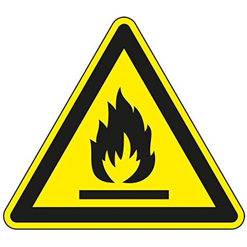 LEMAX® Warnschild Warnung vor feuergefährlichen Stoffen, ASR/ISO, Kunststoff, SL 200mm von LEMAX