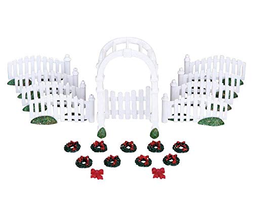 LEMAX - Plastic Arbor & Picket Fences with Decorations 04233 Zaun Weihnachtsdorf Winterdorf von Lemax