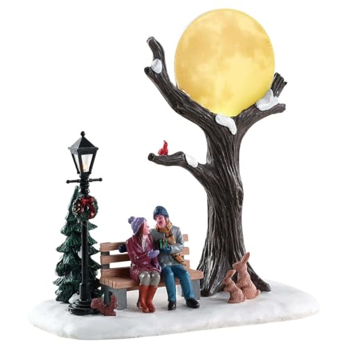 Lemax 84359 - Christmas Moon - Weihnachten unterm Vollmond - NEU 2018 - Vail Village Table Pieces - Beleuchtetes LED Polyresin Tischstück - Dekoration/Weihnachtsdeko - Weihnachtswelt/Weihnachtsdorf von Lemax