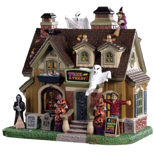 Lemax 95455 - Spooky Winner - Neu 2019 - Trick or Treat? - Spooky Town - Halloween Dekoration - Beleuchtetes Miniatur Porzellan Gruselhaus von Lemax