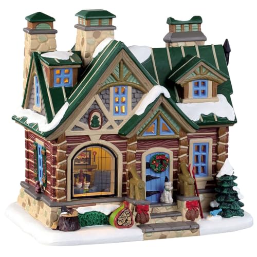 Lemax 95474 - Pine Peak Retreat - Neu 2019 - Porzellan Häusschen mit Inside Scene - Christmas Village - Beleuchtet & Batteriebetrieben von Lemax