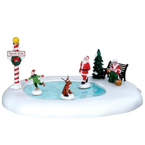 Lemax - North Pole Ice Follies - Breite 28,5cm - Animierte Weihnachtsfiguren auf EIS - Batteriebetrieben - Weihnachtswelt Zubehör von Lemax