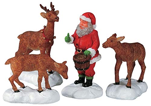 Lemax Weihnachtsmann füttert Rentiere, Set mit 4 Figuren, Lemax Weihnachts-Kollektion von Lemax