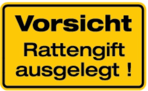 Schild Alu Vorsicht Rattengift ausgelegt! 120x200mm (Warnschild, Lebensgefahr, Gesundheitsschädigung) praxisbewährt, wetterfest von LEMAX