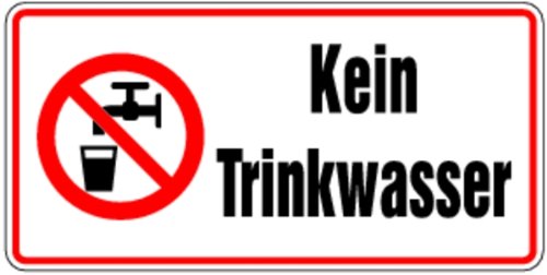 LEMAX® Hinweisschild, Kein Trinkwasser + Symbol, 200x400mm Alu geprägt 0 400x200mm von LEMAX