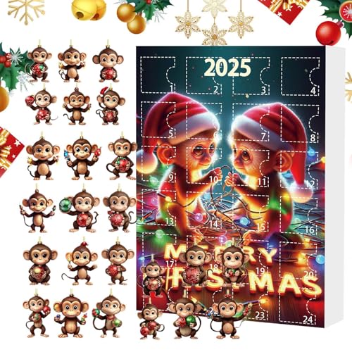 Acryl Affe Ornament Adventskalender - 24 Teile 2D Acryl Adventskalender Mit Anhängern | Auto Deko für Feiertage Büro Zimmer Geburtstag Acryl Affe Ornament Adventskalender - 24 Teile 2D Acryl Adventskalender Mit Anhängern | Auto Deko für Feiertage Büro Zimmer Geburtstag von Lembeauty