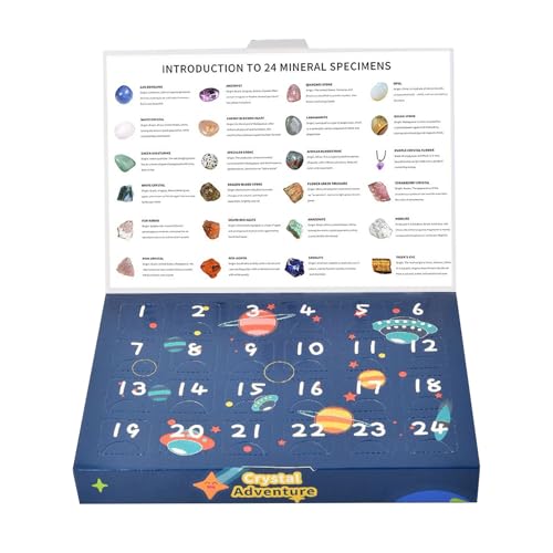 Kristallsammlung Countdown Kalender 2025,24 Tage Countdown Kalender mit natürlichen Mineral Edelsteinen | Festliches Holiday Geschenk Für Familien Erwachsene Jugendliche Kristallsammlung Countdown Kalender 2025,24 Tage Countdown Kalender mit natürlichen Mineral Edelsteinen | Festliches Holiday Geschenk Für Familien Erwachsene Jugendliche von Lembeauty