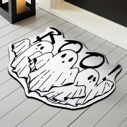 Lembeauty Halloween Badezimmer Teppiche, Weiche rutschfeste Badematten, wasserabsorbierender gotischer Duschvorleger, Willkommensmatte für die Haustür, herbstliche Halloween-Heimdekoration von Lembeauty