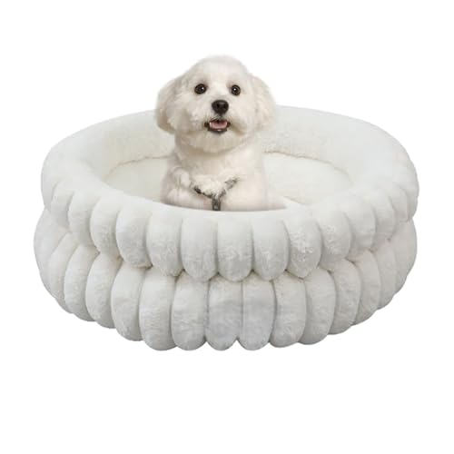 Lembeauty Hundebett - Donut Kuschelmatte Für Hund Und Katze | 50 cm Rundes Entfernbar Waschbar Beruhigendes Haustierbett Sofa Matte Für Hund Welpe Katze Innen Außen Ruheplatz,Schlafsofa Bettkissen Für von Lembeauty