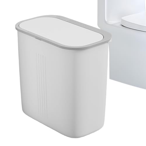 Lembeauty Schmaler Mülleimer,Abfalleimer Mit Drucköffnung Für Kantine Und Schreibtisch | Geruchsarmer Rechteckiger Mülleimer Mit Deckel Für Waschraum Gewerbliche Küche Krankenhaus Badezimmer von Lembeauty