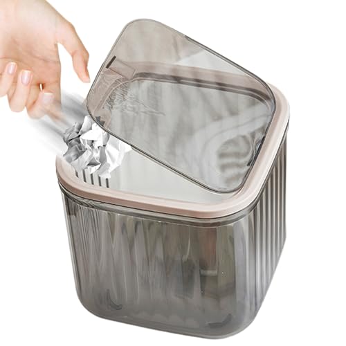 Lembeauty Schreibtisch Mülleimer | Transparenter Schmalleimer - Platzsparende Aufbewahrung Für Wohnheim Schminkpinsel Papierabfall Wattestäbchen Schlafzimmer Badezimmer von Lembeauty
