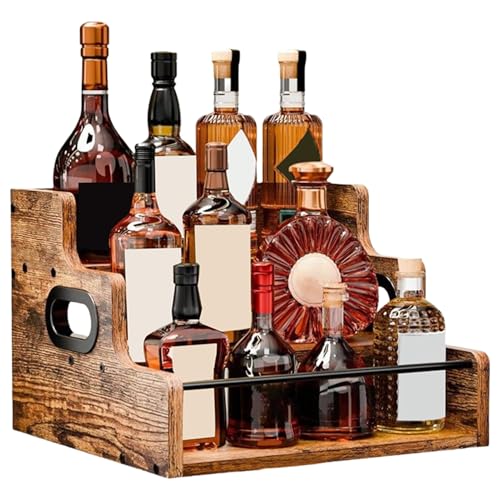 Lembeauty Spirituosen - Schreibtisch Alkohol Organizer - 3 Ebenen Massivholz Für Kaffeebar Sirup Zuhause Küche Wohnung Sammler Heimwerker von Lembeauty