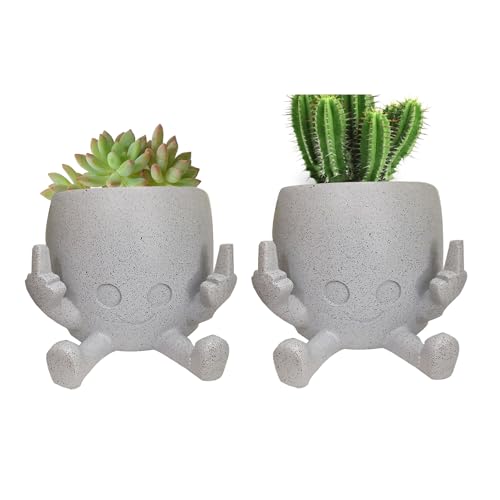 Mittelfinger Blumentopf | Kreativ Geformte Figur Lächelnde Pflanzgefäß | Niedliche Mittelfinger Pflanzgefäß Mit Lächeln | Harz Lustiger Ausdruck Indoor Pflanzgefäß von Lembeauty