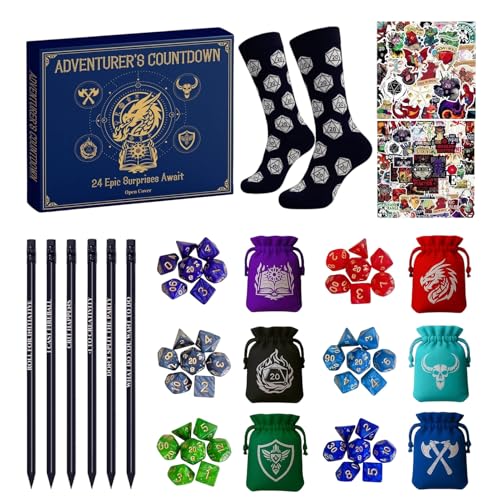 Würfel Adventskalender,24 Tage Fest Countdown Kalender | Mit Stiften Socken Aufklebern Ketten Beuteln Für Familienaktivität Klassenzimmer Schule Haus Party von Lembeauty