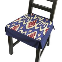 Blau & Rot Ikat Esszimmerstuhl Sitzkissen - Boho Küchenstuhl Mit Rock Uzbek Abnehmbarer Stuhl Cover Pad von Lemiche