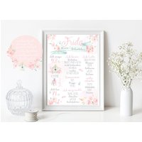 Meilensteintafel 1. Geburtstag Baby Poster Personalisiert Geschenk Mädchen Geburtstagsposter Chalkboard A4 A3 Erster Rosa Girl von LemmamiPapeterie