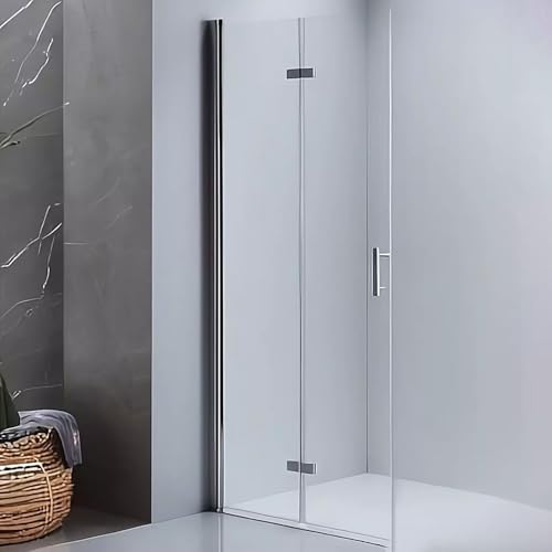 LEMMO Duschabtrennung Walk in 70-120x185cm Dusche Duschwand Doppel Faltbar Walk-in Duschabtrennung Walk in Dusche ESG Nano Glas (Klarglas, 70x185) von Lemmo
