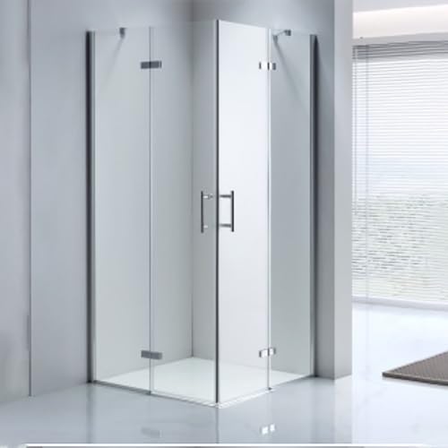 LEMMO Duschkabine 70/75/80/90/100cm Eckeinstieg 185cm Höhe mit Pendeltüren ESG-Glas falttür Scharniertür Duschabtrennung Eckeinstieg (Halbfaltbare, 75x100X185) von Lemmo