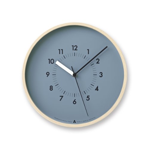 Lemnos Wanduhr Awa Clock-Soso/Designer Wanduhr ohne Tickgeräusche aus Japan/Wanduhr modern mit schleichender Sekunde/Küchenuhr, Uhr Wohnzimmer/Clock – Farbe blau von Lemnos