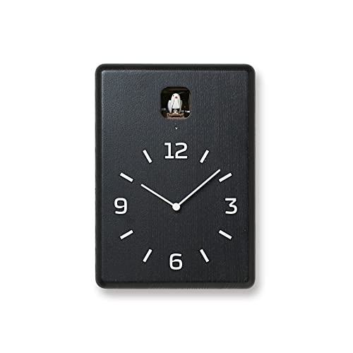 Lemnos Kuckucksuhr Cucu/Designer Cuckoo Clock aus Japan/Kuckucksuhr mit Batterie und Lichtsensor/Vogeluhr aus Holz/Kuckucksuhr modern Design - Farbe Schwarz von Lemnos