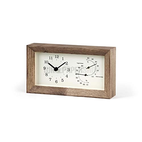 Lemnos Tischuhr Frame/Tischuhr Holz mit Thermometer & Hygrometer, aus Japan/kleine Uhr zum hinstellen/Tischuhr Vintage/Uhr ohne Tickgeräusche – Stehuhr Farbe Braun Lemnos Tischuhr Frame/Tischuhr Holz mit Thermometer & Hygrometer, aus Japan/kleine Uhr zum hinstellen/Tischuhr Vintage/Uhr ohne Tickgeräusche – Stehuhr Farbe Braun von Lemnos