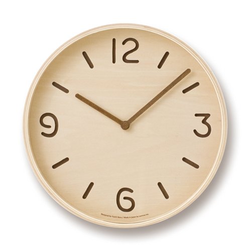 Lemnos Wanduhr Thomson Natur/Wanduhr Holz aus Japan/Designer Wanduhr ohne Tickgeräusche/Wanduhr modern mit schleichender Sekunde/Küchenuhr, Uhr Wohnzimmer/Clock von Lemnos