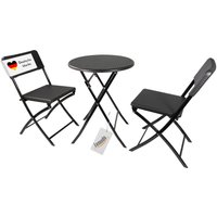 Balkonmöbel Set 3-teilig, klappbar, 2x Balkonstühle + 1 runder Balkontisch, Rattan-Optik von Lemodo