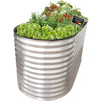 Hochbeet Metall 160x80x78cm oval, silber, Pflanzbeet wetterfest, Gartenbeet von Lemodo