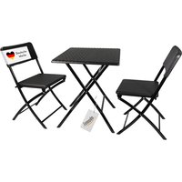 Klappbares Balkonmöbel Set 3-teilig, 2x Balkonstühle + 1x Balkontisch, Rattan-Optik von Lemodo