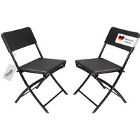 Klappstuhl 2er Set Stühle, schwarz Rattan-Optik, Campingstuhl von Lemodo