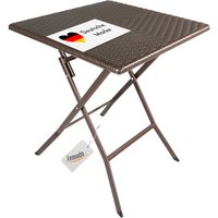 Klapptisch in Rattan-Optik, Balkontisch mit Tischplatte 62 x 62 cm (L x B), braun von Lemodo