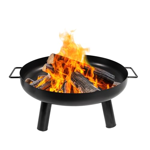 LEMODO Feuerschale für den Garten, Feuerstelle für Terrasse oder Balkon, Feuerschale 80 cm, Feuerkorb mit Zwei Griffen und DREI Standbeinen, Fire Pit Outdoor von Lemodo