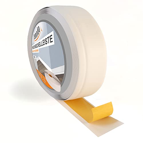 LEMODO Flexible PVC Sockelleiste 5m - Selbstklebende Fußleiste - Knickwinkel Gummileiste - Abschlussleiste - Bodenleiste für Wand-Boden Übergang (weiß, 5m) von Lemodo