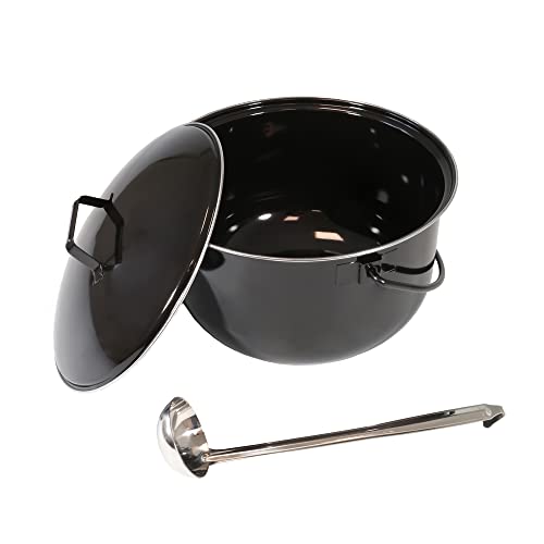 LEMODO Gulaschkessel | Gulaschtopf mit 14 Liter Fassungsvolumen | Emaillierter Kesselgulasch Topf | Kochtopf für Schwenkgrill geeignet | Suppenkessel mit Schöpfkelle | passend für unsere Gulaschkanone von Lemodo
