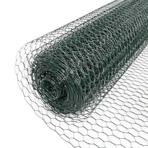 LEMODO Maschendraht-Zaun 100cm hoch, Hasendraht PVC-beschichtet, Kaninchendraht mit 13 mm Maschengröße, Wühlmausgitter aus Sechseckgeflecht, stabiler Drahtzaun, Hühnerzaun mit 25 m Länge von Lemodo