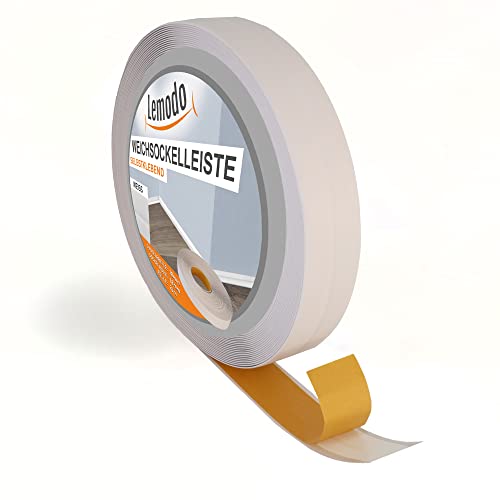 LEMODO Weichsockelleiste selbstklebend 18 + 18 mm (36 mm Gesamtbreite) | Winkelleiste aus PVC | Abschlussleiste auf der Rolle | Als Knickwinkelleiste oder Flachleiste einsetzbar von Lemodo