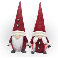 2er Set Wichtel 50 cm hoch, Weihnachtswichtel Duo in weihnachtlichem Rot von Lemodo