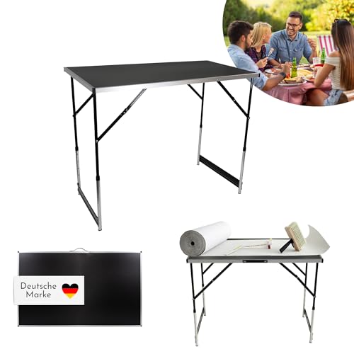Lemodo 3-teiliger Tapeziertisch klappbar in schwarz - mit verstärkter Tischplatte - multifunktionaler Arbeitstisch - höhenverstellbarer Mehrzwecktisch - Malertisch bis 50 kg belastbar (schwarz 50kg) von Lemodo