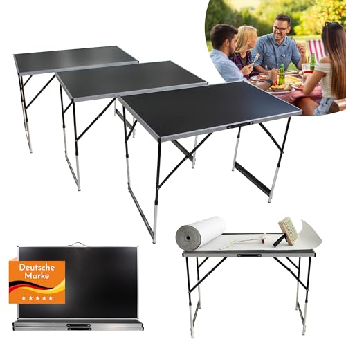 Lemodo 3-teiliger Tapeziertisch klappbar in schwarz - multifunktionaler Arbeitstisch und Campingtisch - höhenverstellbarer Mehrzwecktisch - Malertisch - Profi-Tapeziertisch bis 30 kg belastbar von Lemodo