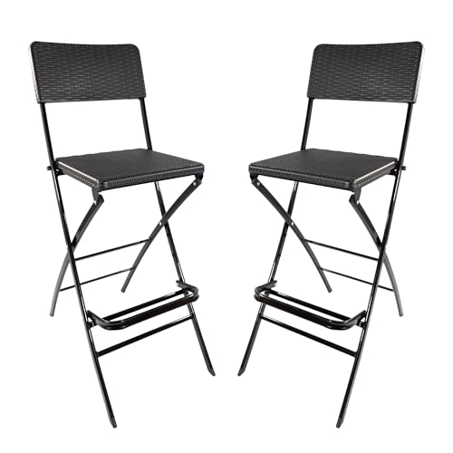 Lemodo Barhocker 2er Set, Klappbarer Barstuhl mit Fußstütze, Küchenhocker bis 120 kg belastbar, Bar Hocker mit Lehne und Sitzfläche aus Kunststoff in Rattanoptik, Barstühle Lemodo Barhocker 2er Set, Klappbarer Barstuhl mit Fußstütze, Küchenhocker bis 120 kg belastbar, Bar Hocker mit Lehne und Sitzfläche aus Kunststoff in Rattanoptik, Barstühle von Lemodo