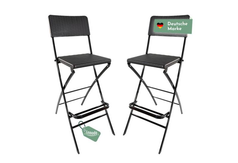 Lemodo Barhocker Barstuhl 2er Set, klappbar, für Außenbereich (2er Set), 2er Set, Rattan-Optik, klappbar Tresenhocker, mit Lehne von Lemodo