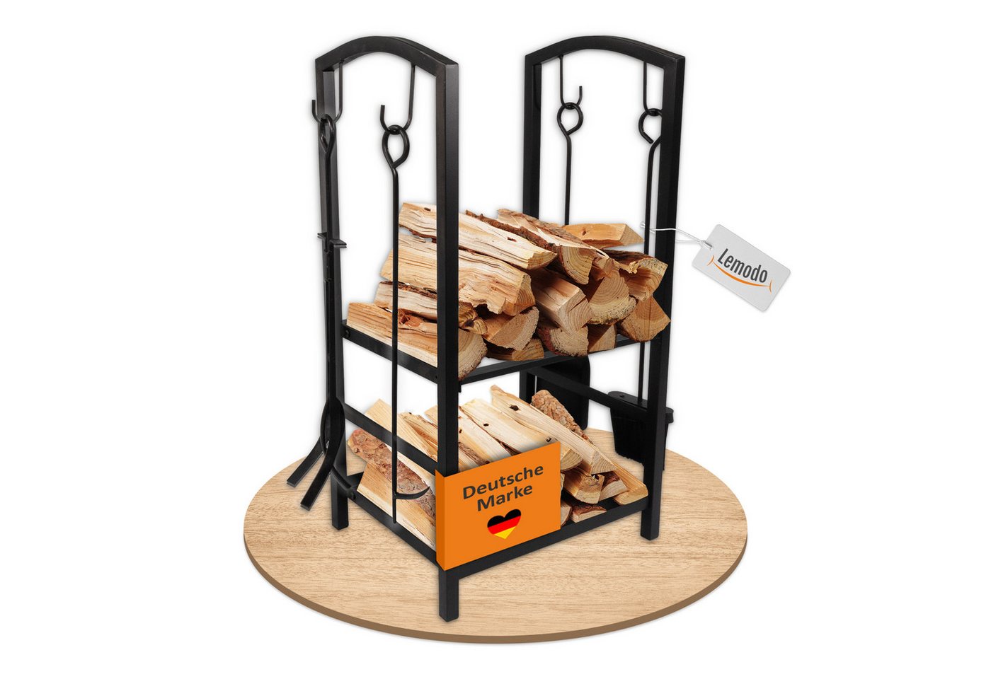 Lemodo Kaminholzregal mit 4 teiligem Kaminbesteck, Metallregal, Brennholzregal, BxTxH:30x49x74,5 cm, LxBxH:49x30x74,5cm Lemodo Kaminholzregal mit 4 teiligem Kaminbesteck, Metallregal, Brennholzregal, BxTxH:30x49x74,5 cm, LxBxH:49x30x74,5cm von Lemodo