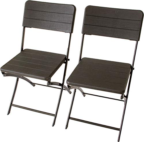 Lemodo Klappstuhl 2er Set Stühle schwarz Holz-Optik, Campingstuhl von Lemodo