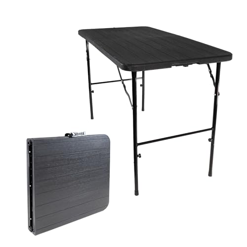 Lemodo Klapptisch mit Tischplatte in Holz-Optik, Balkontisch 120 x 60 cm (L x B) | Beistelltisch bis zu 120 kg belastbar, Gartentisch in Dunkelbraun, robuster Plastiktisch von Lemodo